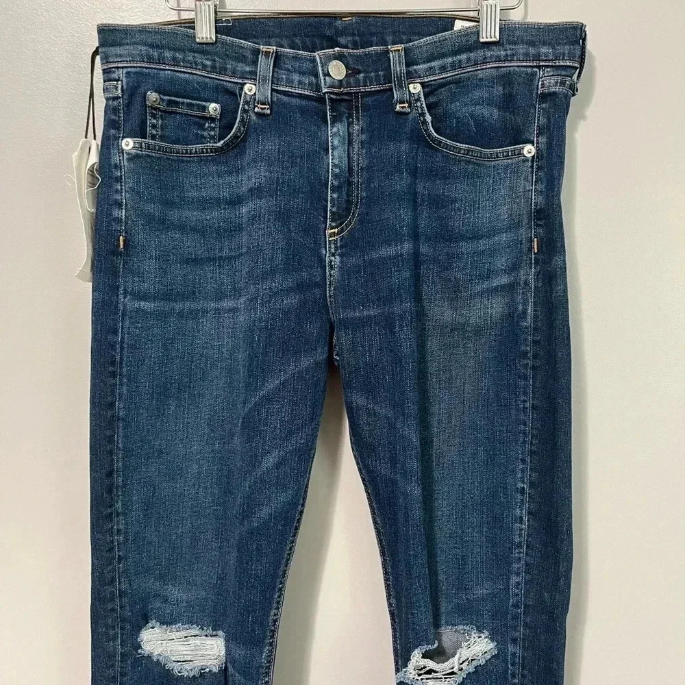 Rag & Bone High Rise Distressed Skinny Jeans - Picture 4 of 17